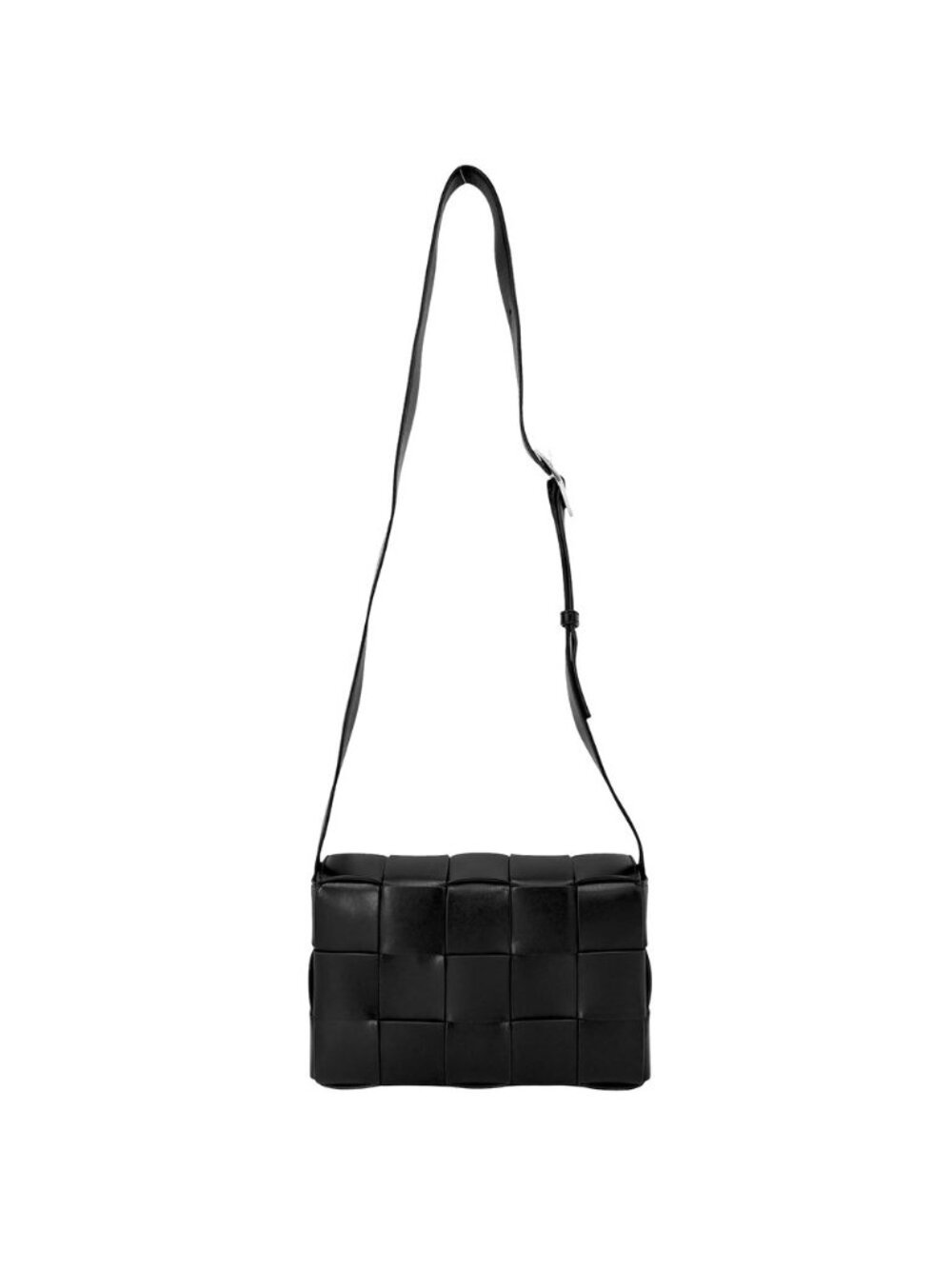 Bottega Veneta Shoulder Bag Intrecciato Cassette Crossbody Leather Black Silver